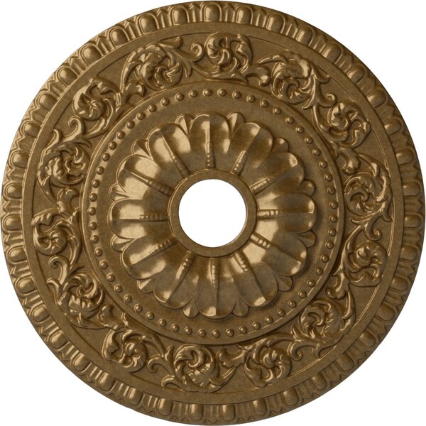 Ekena Millwork Vaduz Ceiling Medallion (Fits Canopies up to 3 1/2"), 23 1/2"OD x 3 1/2"ID x 2 1/8"P, Pale Gold CM23VAPAS - main